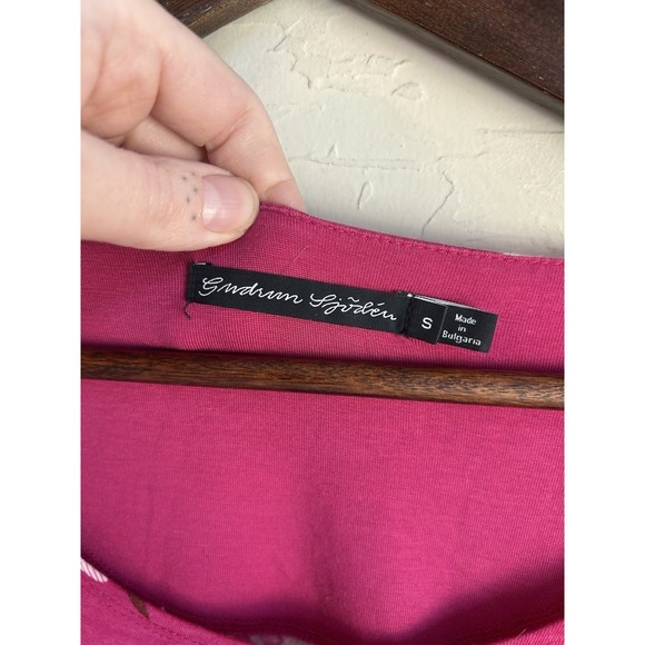 Gudrun Sjoden Floral Midi A Line Dress S Luxury Bohemian Pink Jersey Long Sleeve - Picture 5 of 6